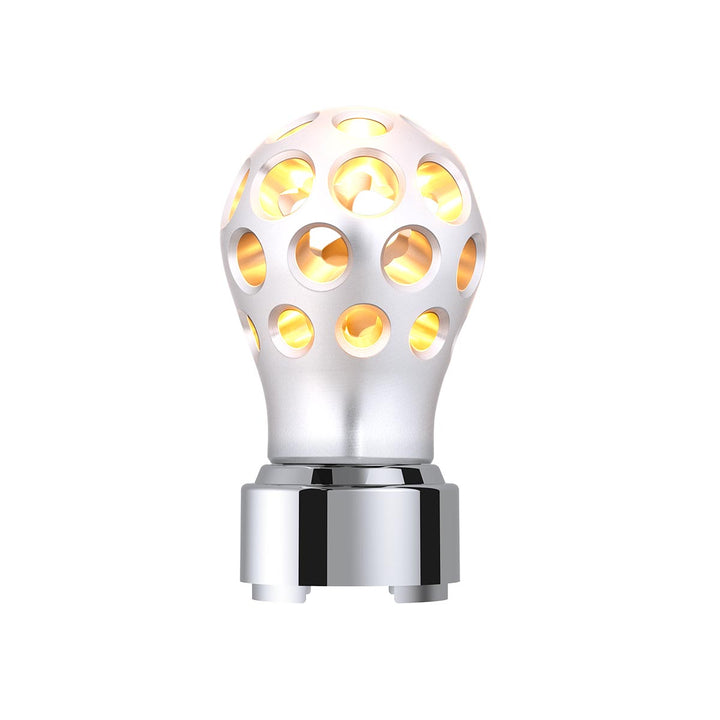 Thread-On Annodized Phoenix Style Ball Gearshift Knob With LED 9/10 Speed Adapter - Amber LED