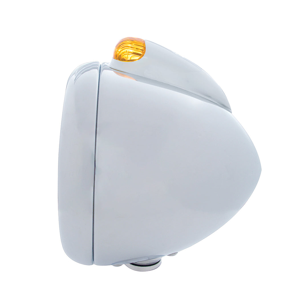 Chrome Guide 682-C Headlight H4 &amp; Dual Mode LED Signal - Amber Lens