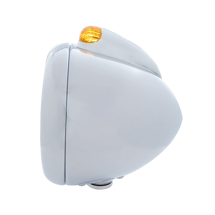 Chrome Guide 682-C Headlight H4 &amp; Dual Mode LED Signal - Amber Lens