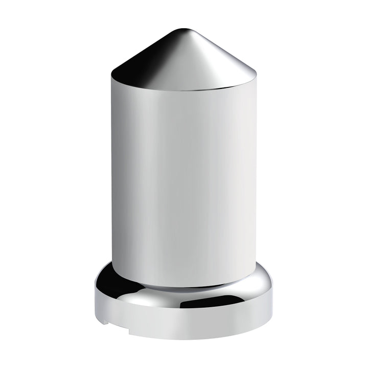 33mm X 3-3/16" Chrome Plastic Pointed Nut Covers With Flange - Push-On (60-Pack)