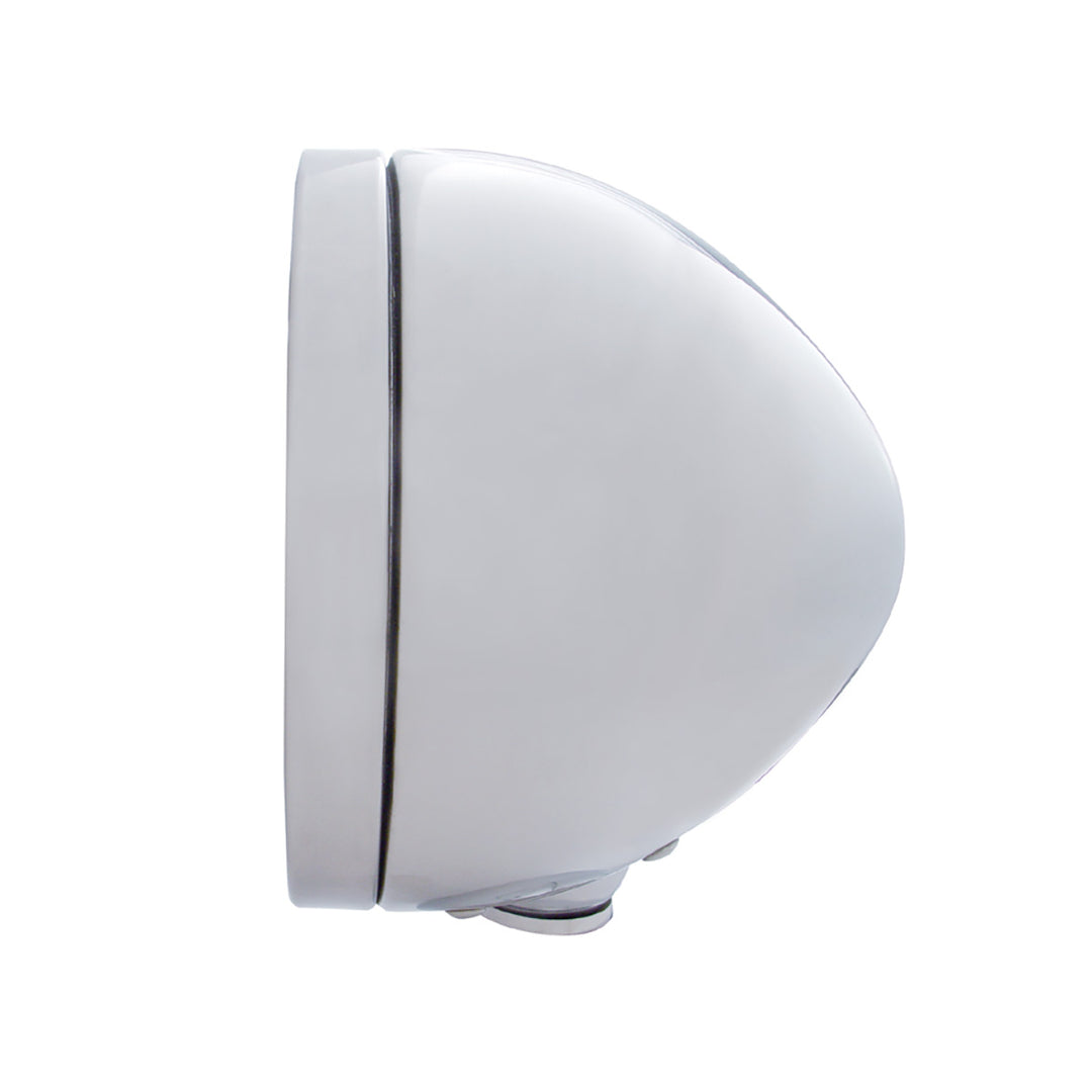 Chrome Classic Headlight H4 With 34 White LED &amp; Signal - Clear Lens