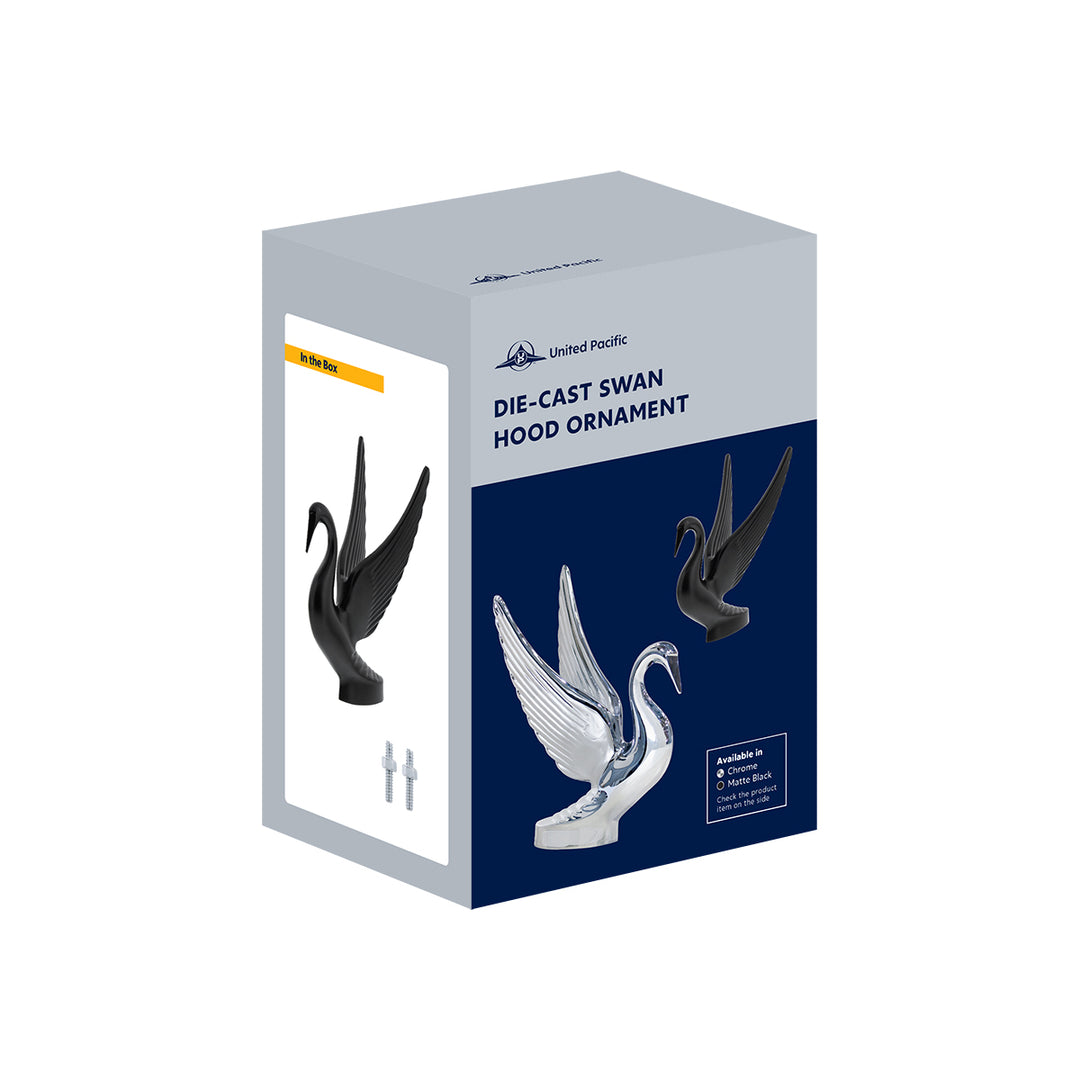Die-Cast Swan Hood Ornament - Matte Black