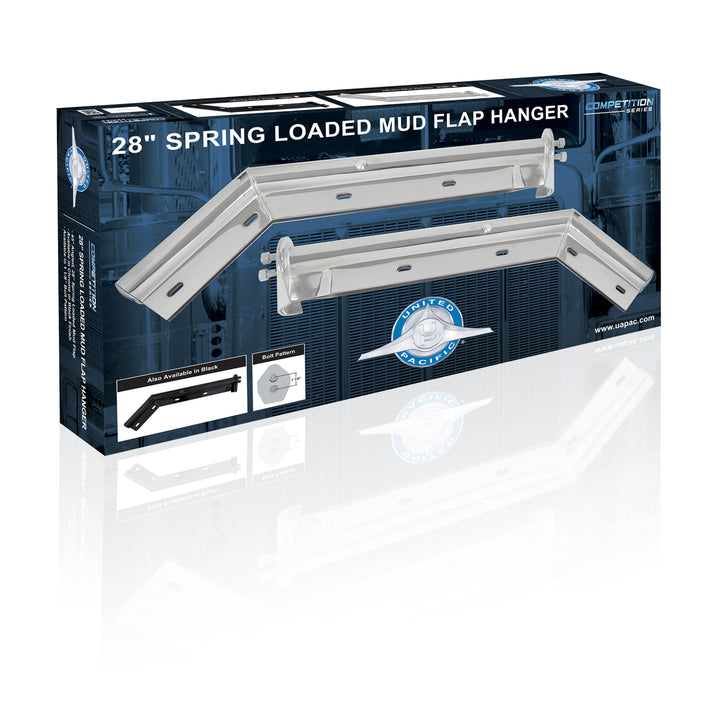 28" Chrome 45 - Degree Angled Mud Flap Hangers - 1-1/8" Bolt Pattern - Competition Series (Pair)