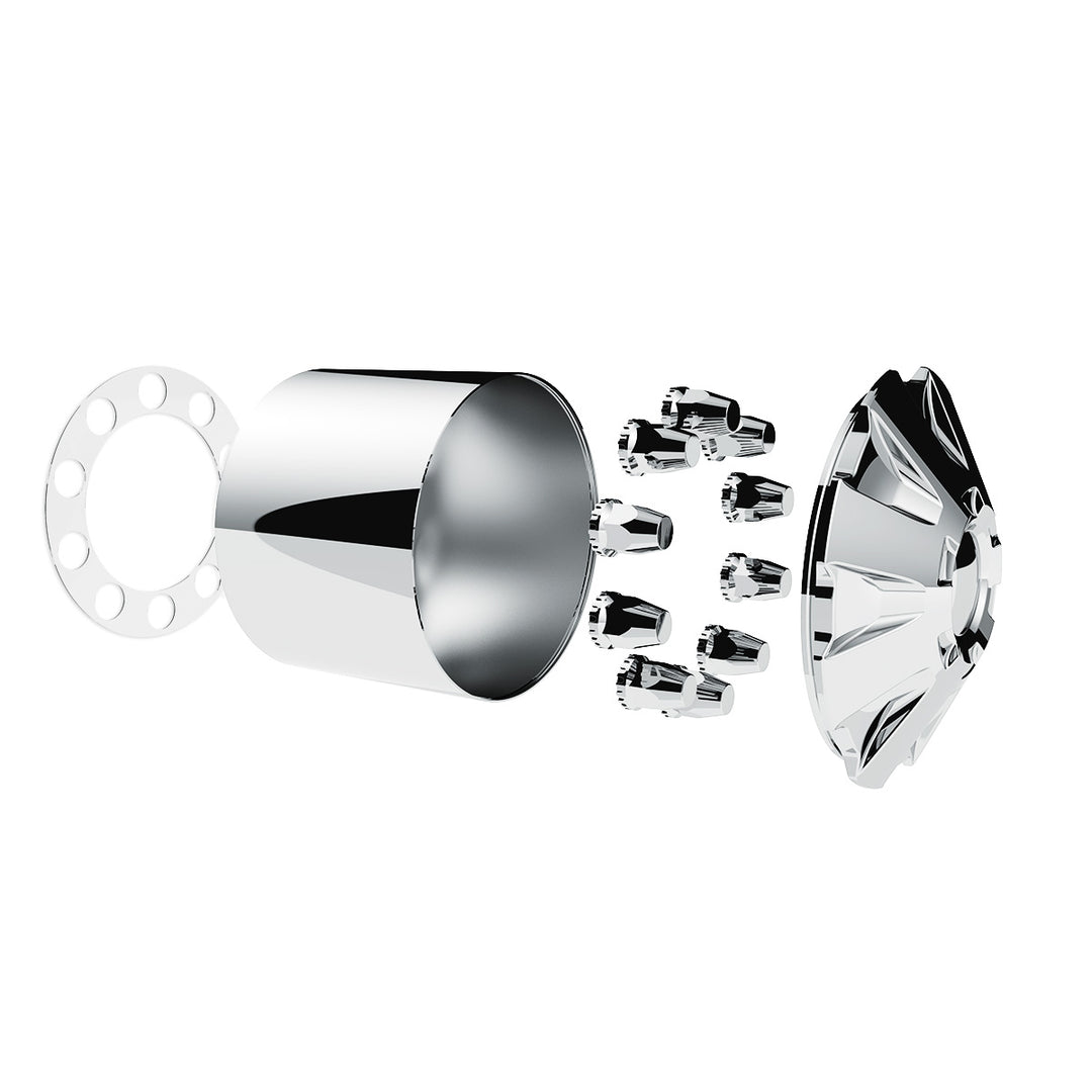 Rubicon Rear Axle Cover Kit With 33mm Thread-On Nut Covers - Chrome