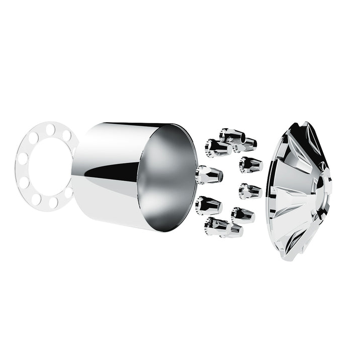 Rubicon Rear Axle Cover Kit With 33mm Thread-On Nut Covers - Chrome
