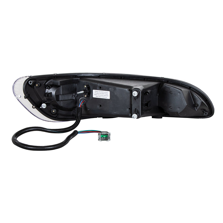 Black LED Headlight With LED Turn, Position, &amp; DRL For Peterbilt 386 (2005-2015) &amp; 387 (1999-2010) - Driver