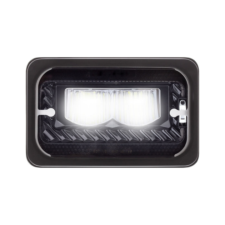 ULTRALIT - Heated 4" x 6" LED Headlight With Glass Lens &amp; Aluminum Housing - High Beam - Black