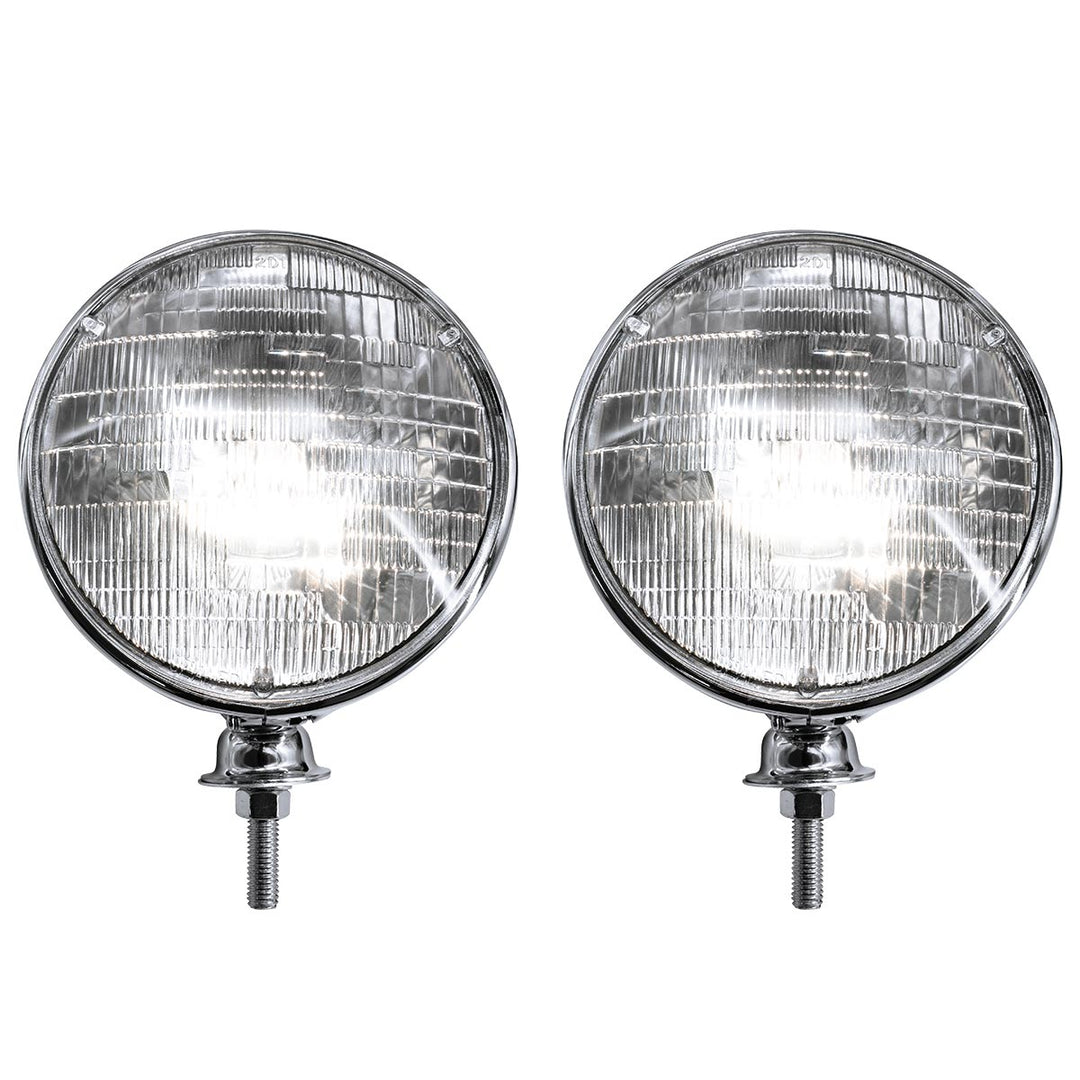 7" Chrome Dietz Style Headlight With 12 Volt 6014 Sealed Beam Bulb
