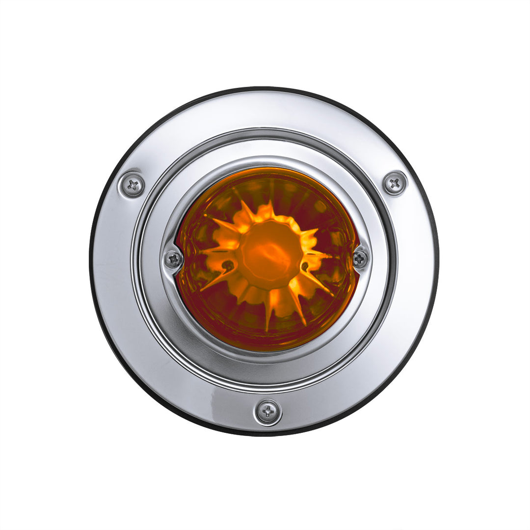Dual Function Glass Watermelon Sleeper Bunk Kit With 304 Stainless Steel Bezel &amp; LED Bulb - Dark Amber Lens/Amber LED