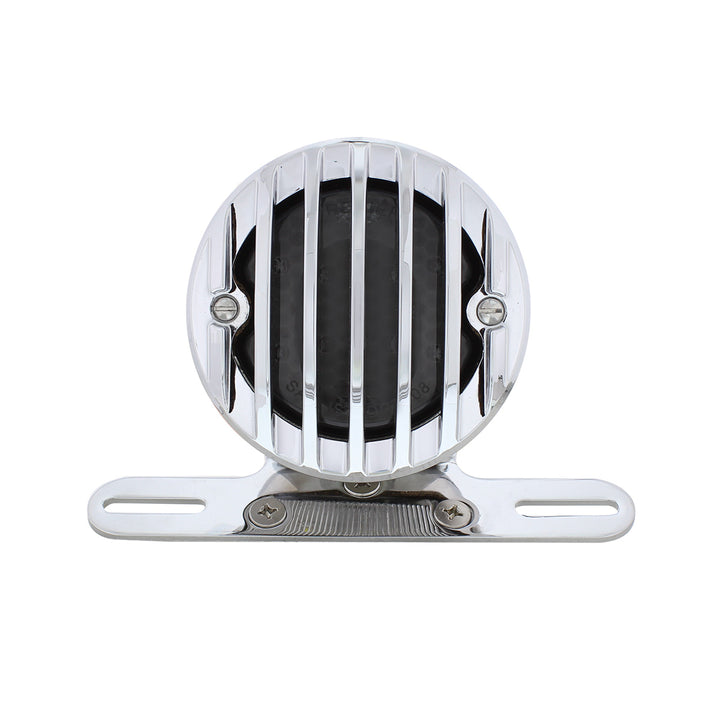Motorcycle LED Rear Fender Tail Light With Chrome Grille Bezel - Smoke Lens