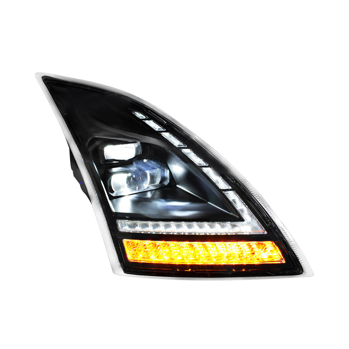 Blackout Full LED Headlight With Switchable Sequential Turn Signal. 2018-2024 Volvo VNL - Passenger
