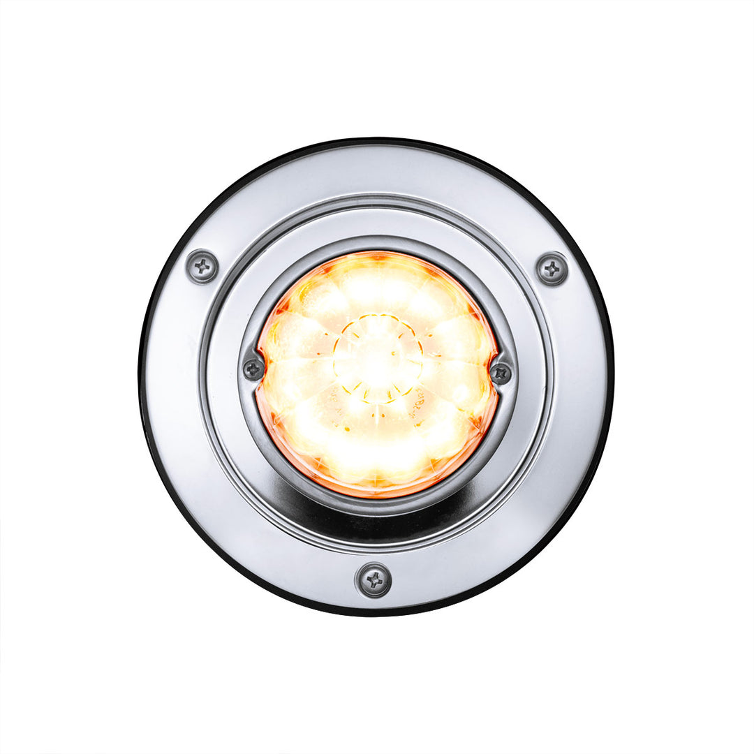 17 LED Dual Function Watermelon Sleeper Bunk Kit With 304 Stainless Steel Bezel - Amber LED/Clear Lens