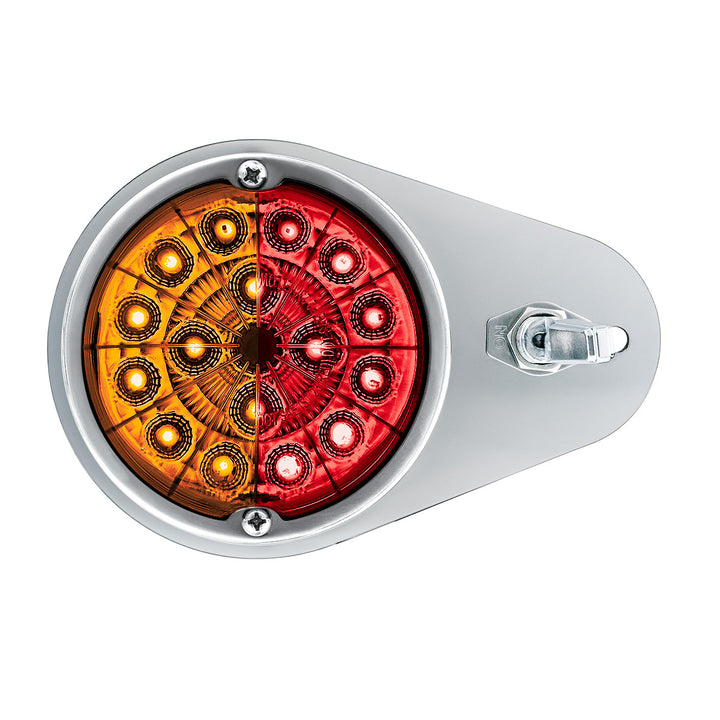 304 Stainless Steel Above Door Dome Light Kit W/ 17 LED Double Fury Watermelon For 1994-2025 KW W900 - Amber &amp; Red LED