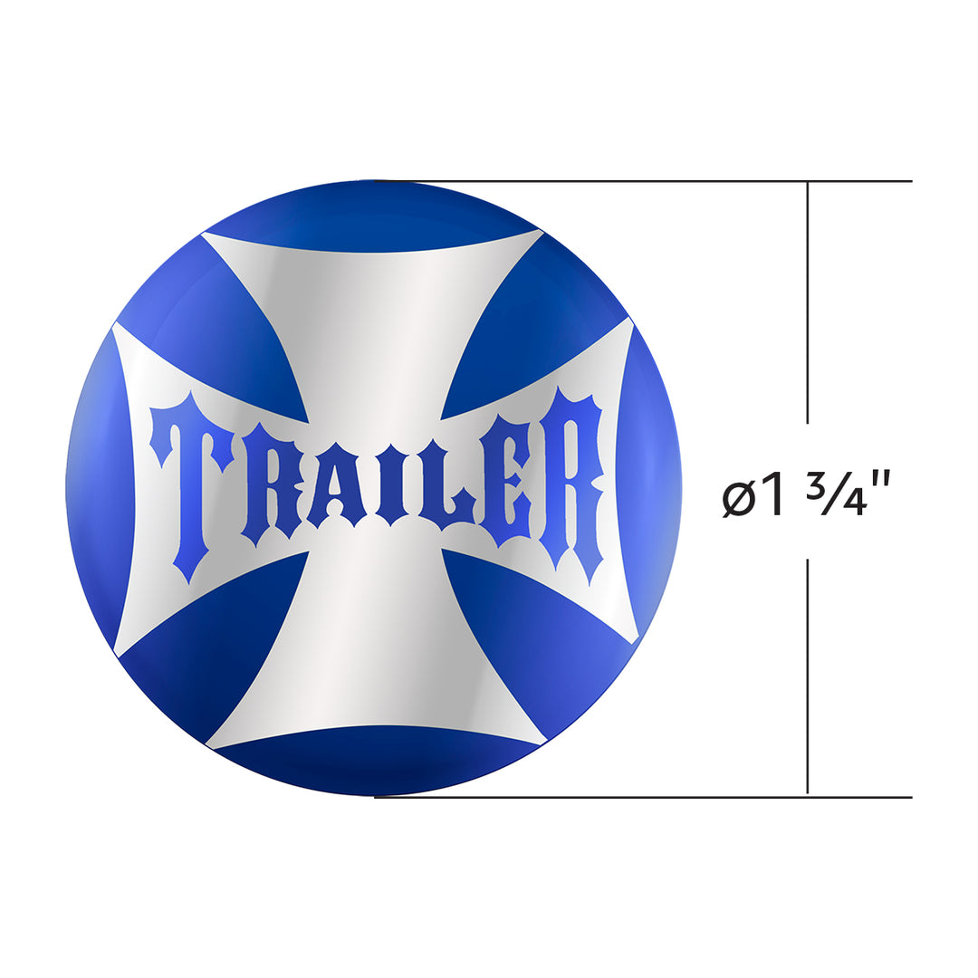 "Trailer" Maltese Cross Air Valve Knob Candy Color Sticker Only - Indigo Blue