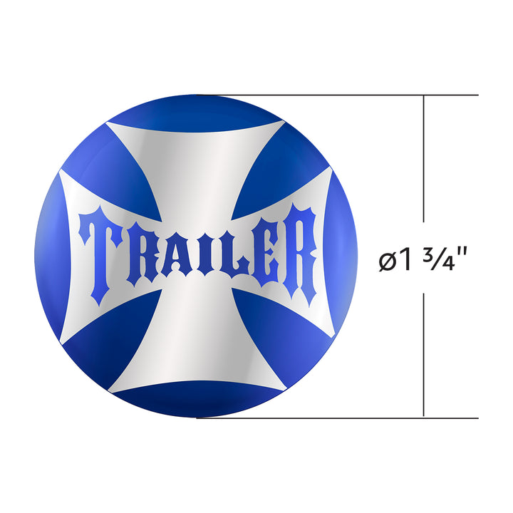 "Trailer" Maltese Cross Air Valve Knob Candy Color Sticker Only - Indigo Blue