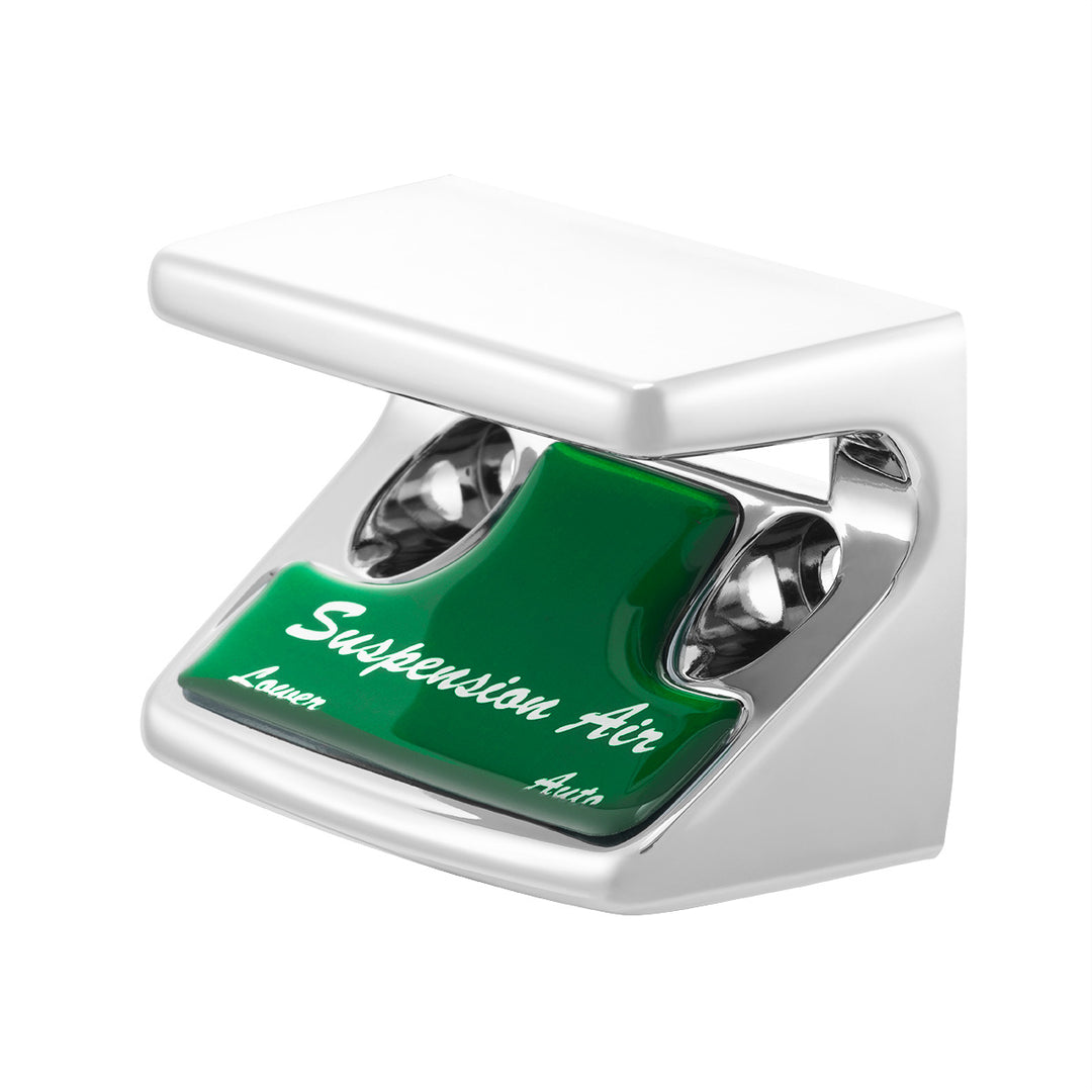 Chrome Plastic Suspension Air Switch Guard With Glossy Sticker For 1990-2010 Freightliner Classic - Green