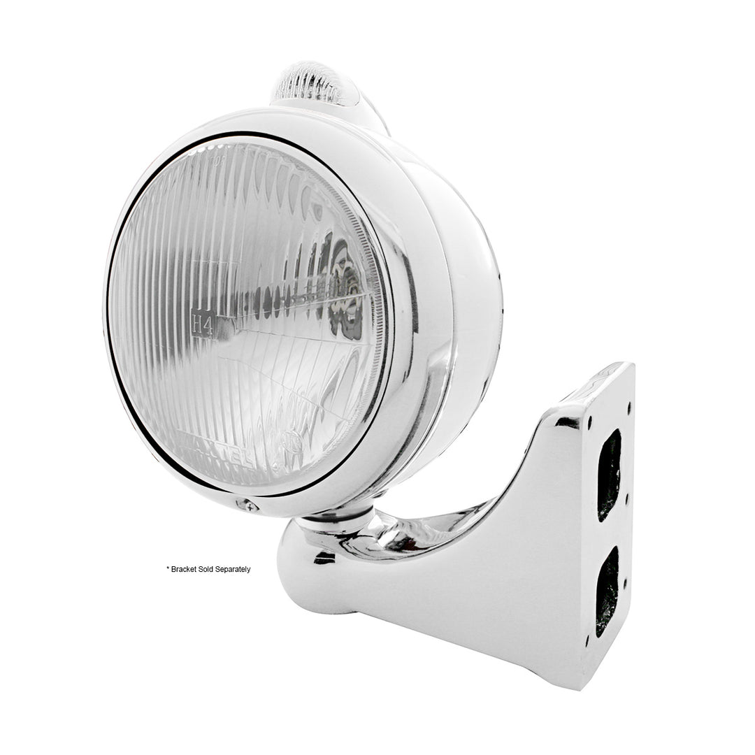 Chrome Guide 682-C Style Headlight H4 &amp; LED Turn Signal - Clear Lens