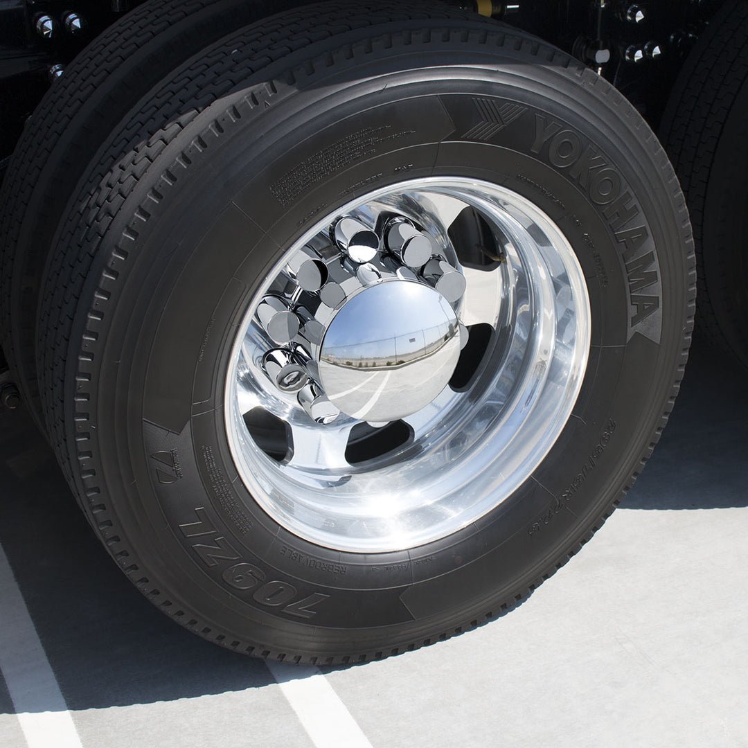 Dome Axle Cover Combo Kit With 33mm Cylinder Thread-On Nut Covers - Chrome