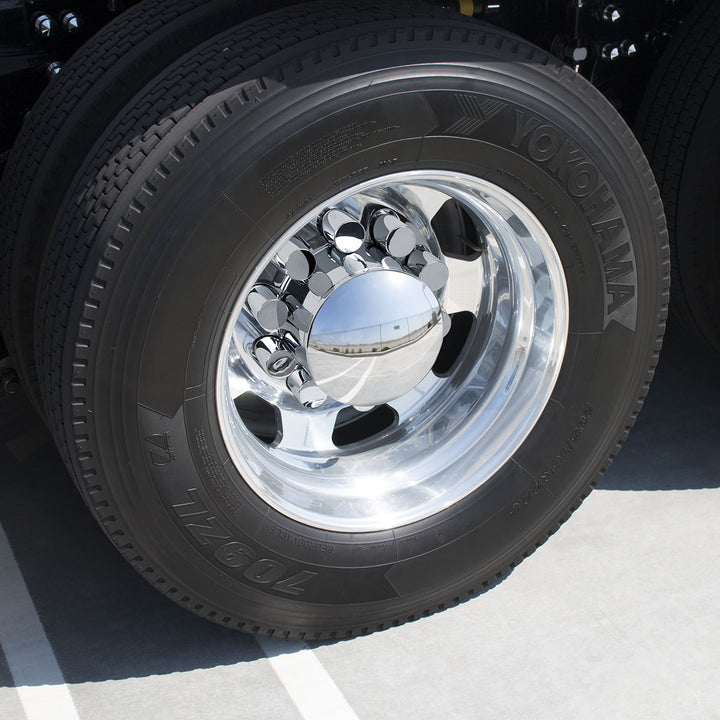Dome Axle Cover Combo Kit With 33mm Cylinder Thread-On Nut Covers - Chrome