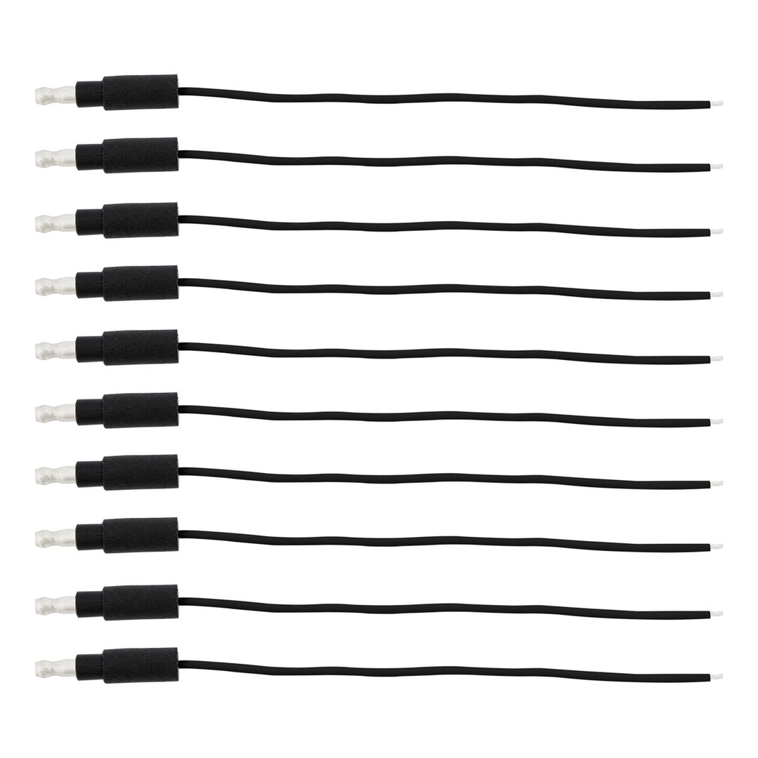 6" Single Lead Wire With .180 Bullet Termination &amp; Stripped End - Black (10 Pcs)