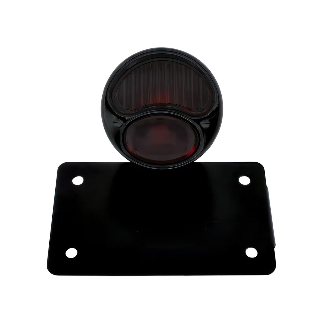 Black 1928 Ford Model A Style Tail Light Assembly With Horizontal Mounting Bracket For Motorcycle