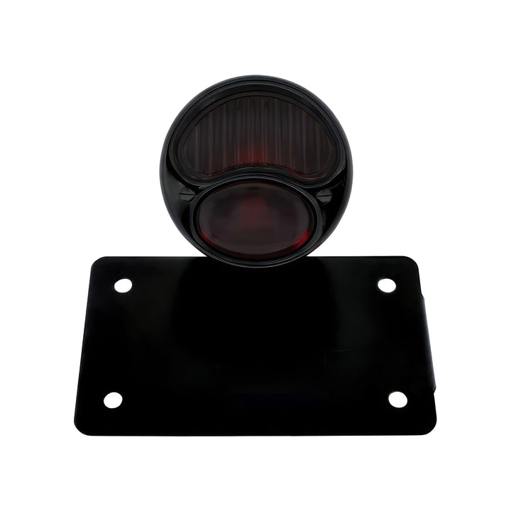 Black 1928 Ford Model A Style Tail Light Assembly With Horizontal Mounting Bracket For Motorcycle