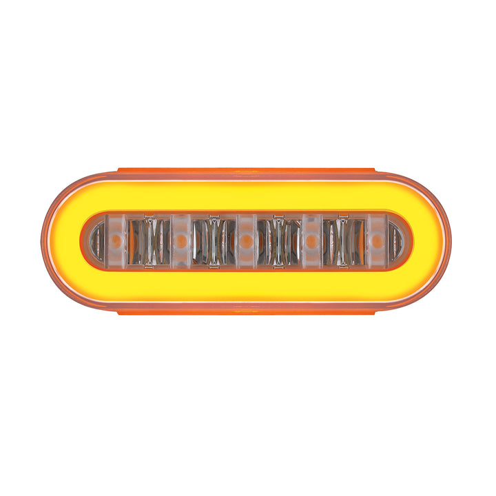 22 LED 6" Oval Clear Lens With Halo Insert GloLight Light - Amber LEDs/Amber Insert (Bulk)
