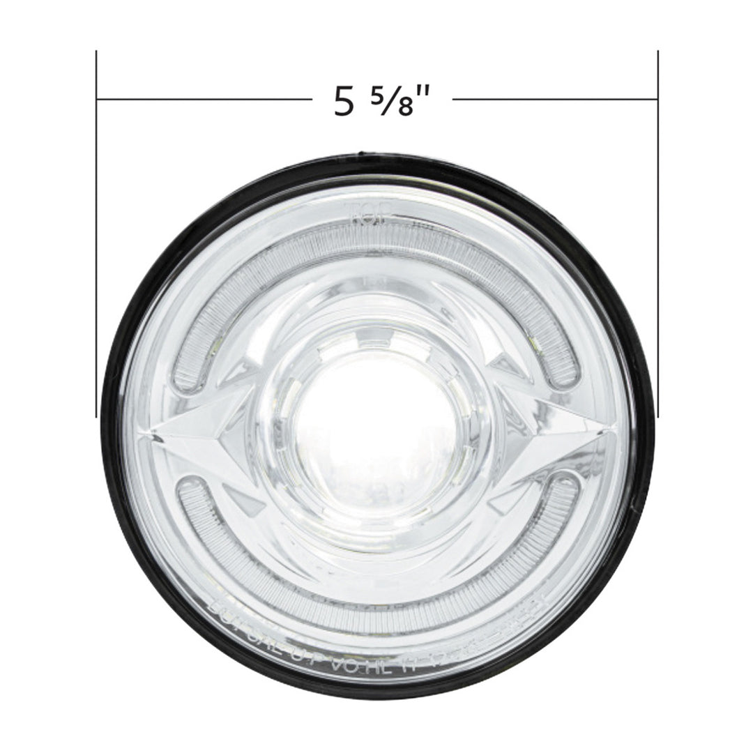 ULTRALIT - LED 5-3/4" Round Headlight With 60 LED Dual Color Light Bar, Amber &amp; White LED - Low Beam