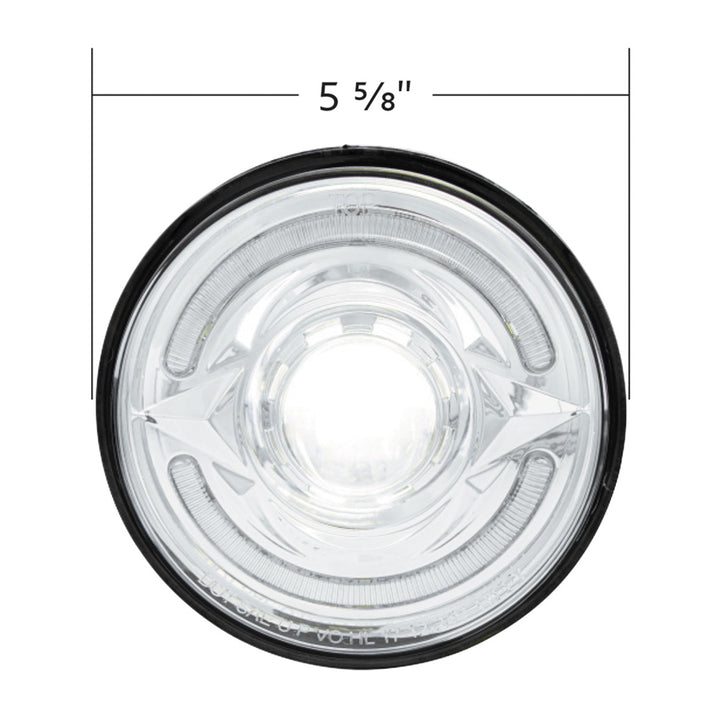 ULTRALIT - LED 5-3/4" Round Headlight With 60 LED Dual Color Light Bar, Amber &amp; White LED - Low Beam