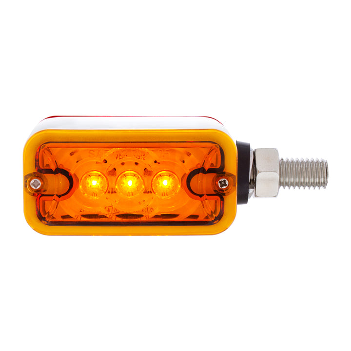 6 LED Single Function Double Face Light - Horizontal Mount - Amber &amp; Red LED/Amber &amp; Red Lens