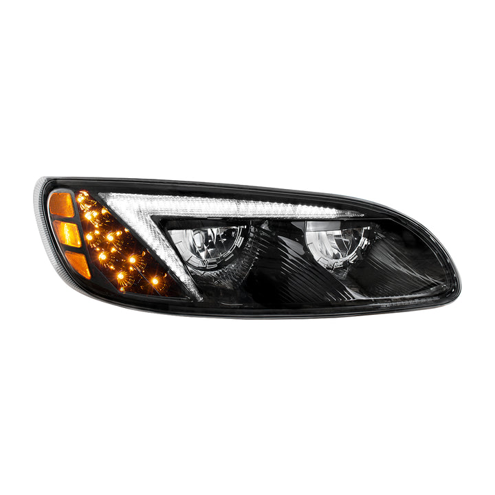 Black LED Headlight For Peterbilt 386 (2005-2015) &amp; 387 (1999-2010) - Passenger