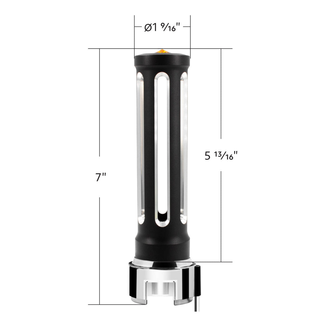 Thread-On Matte Black Sonoma Style Gearshift Knob With LED 13/15/18 Speed Adapter - Amber Crystal/Amber LED