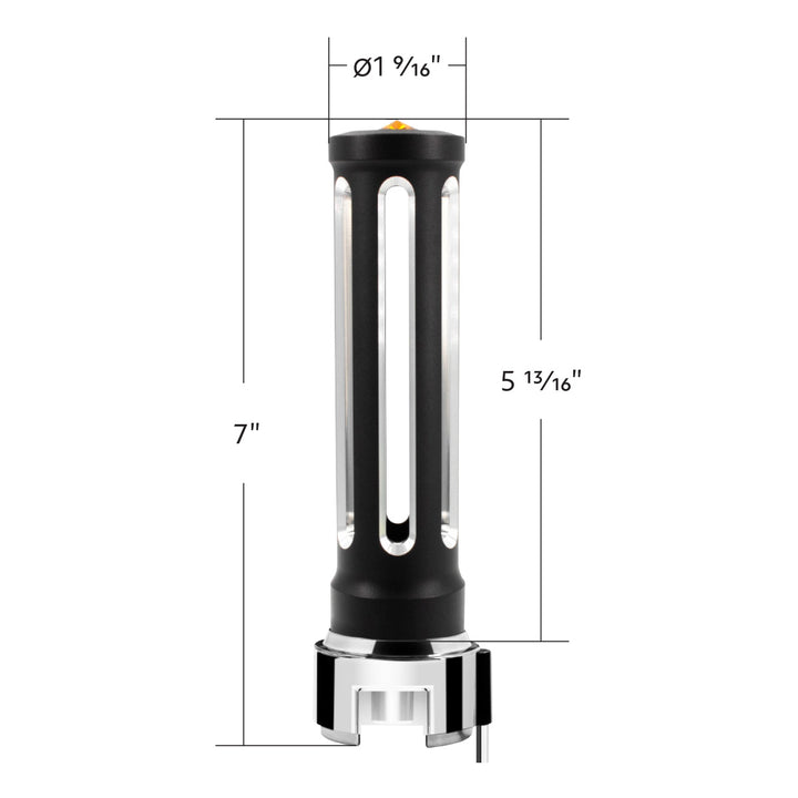 Thread-On Matte Black Sonoma Style Gearshift Knob With LED 13/15/18 Speed Adapter - Amber Crystal/Amber LED