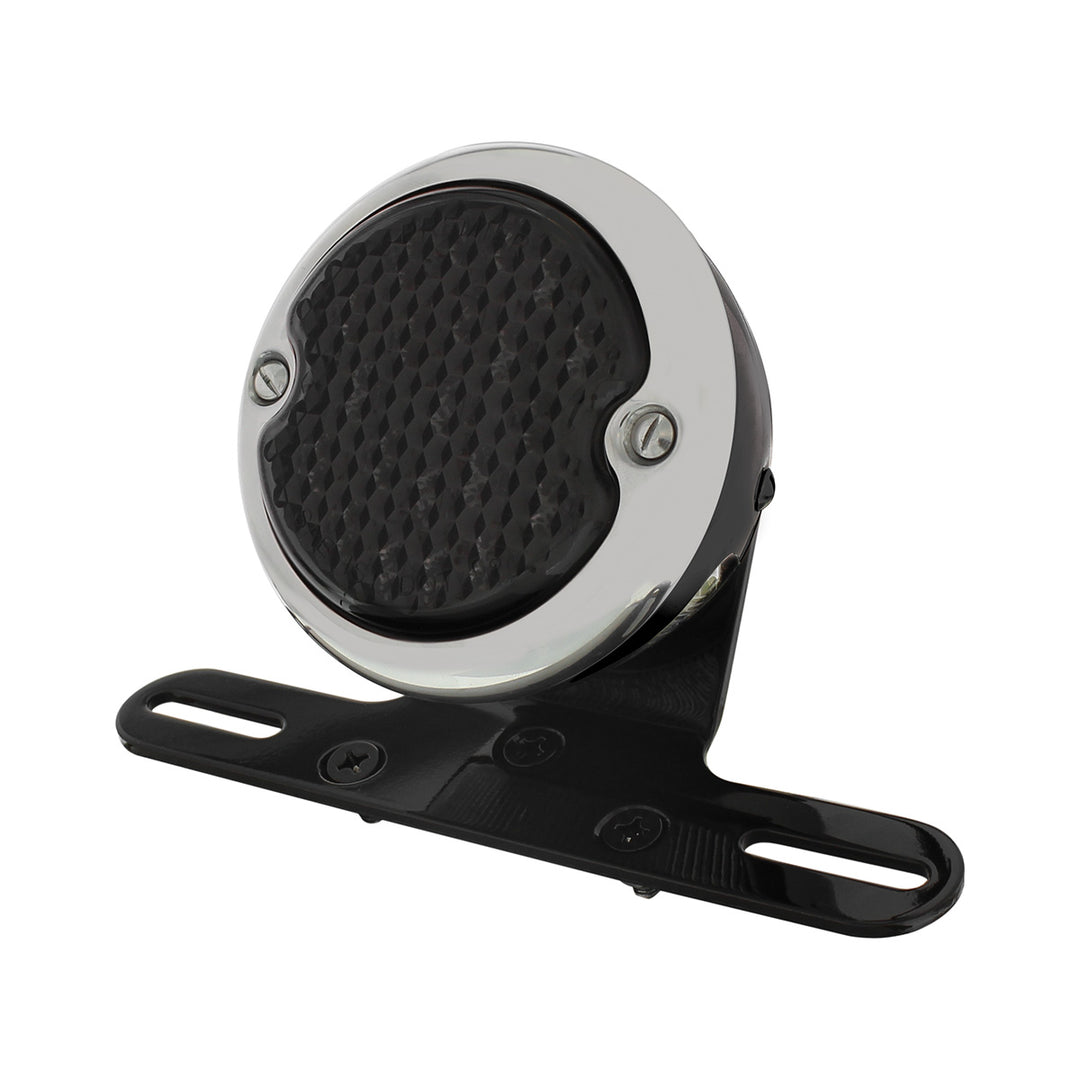 Black Motorcycle Rear Fender LP Bracket With 1933-36 Ford Style LED Tail Light