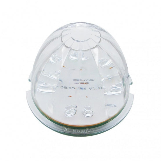 Fog Light Cover With 17 Amber LED Watermelon Light &amp; Visor For 2007-17 KW T660 - Driver - Clear Lens