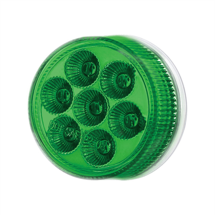 7 LED 2" Round Double Fury Light (Clearance/Marker) - Amber &amp; Green LED/Clear Lens