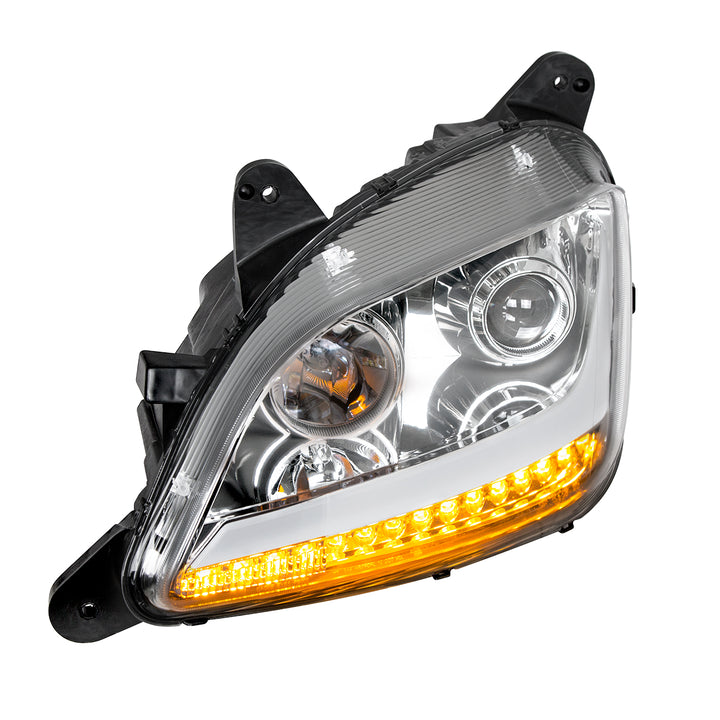 Chrome Projection Headlight With LED Position Light &amp; Signal For 2012-2021 Peterbilt 579 - Driver