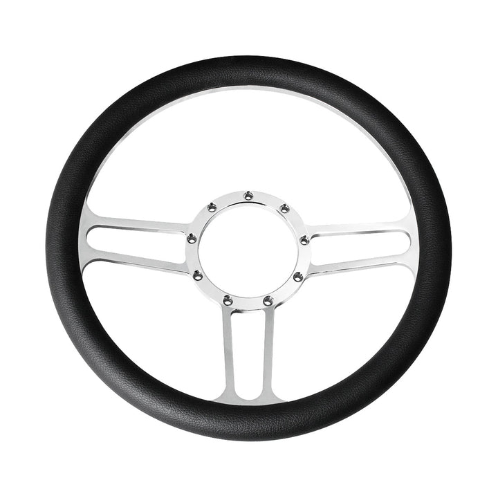 14" Chrome Aluminum 3 - Spoke Style 9 - Screw Mount "Competition Series" Steering Wheel