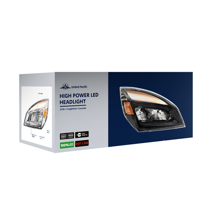 High Power Blackout LED Headlight For 2018-2024 Freightliner Cascadia - Driver