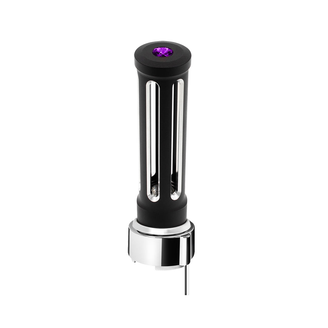 Thread-On Matte Black Sonoma Style Gearshift Knob With LED 9/10 Speed Adapter - Purple Crystal/Purple LED