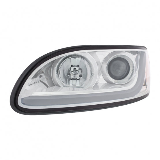 Chrome Projection Headlight W/LED Dual Function Light Bar For PB 386 (2005-2015) &amp; 387 (1999-2010) - Driver