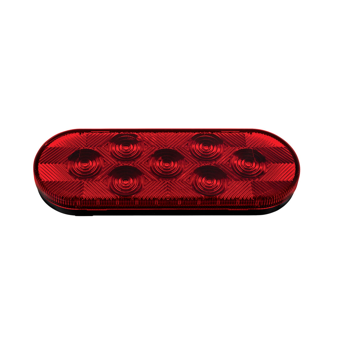 7 LED Oval Light (Stop, Turn &amp; Tail) - Red LED/Red Lens