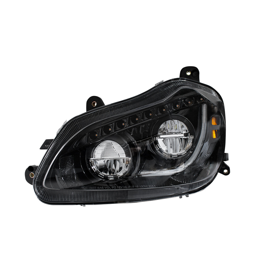 High Power 45 LED Blackout Headlight With Sequential Turn Signal For 2013-2021 Kenworth T680 - Driver