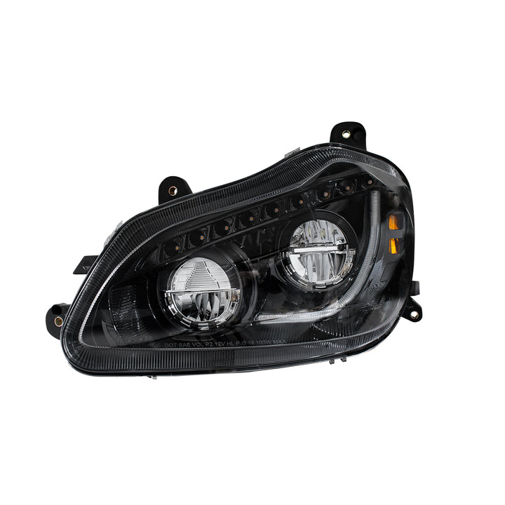 High Power 45 LED Blackout Headlight With Sequential Turn Signal For 2013-2021 Kenworth T680 - Driver
