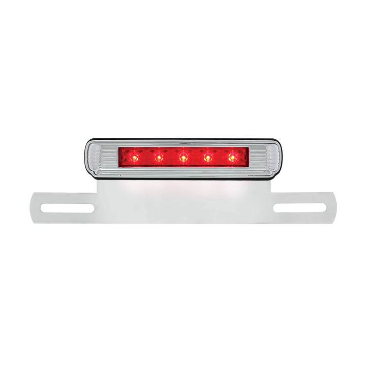 Chrome License Plate Light &amp; Bracket With Red LED 3rd Brake Light - Red LED/Red Lens
