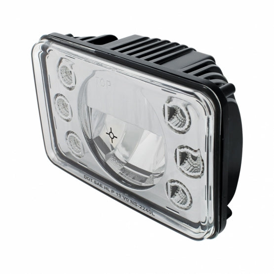 ULTRALIT - 4" x 6" LED Headlight With Dual Function 6 Amber LED Position Lights - Low Beam