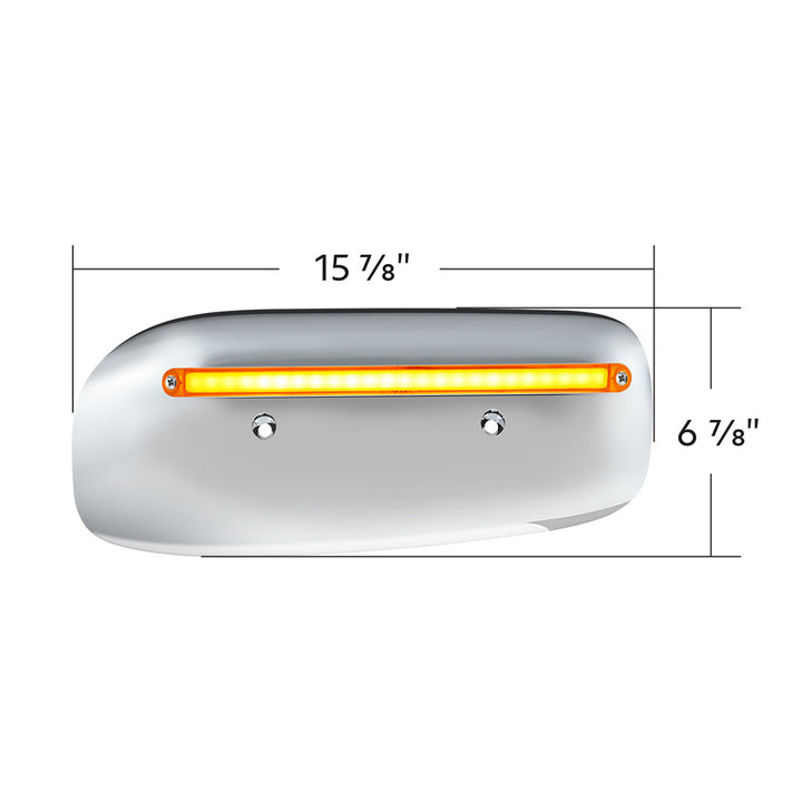 24 LED GloLight Rear Headlight Housing Cover For 2008-2023 Peterbilt 389 (Passenger) - Amber LED/Lens
