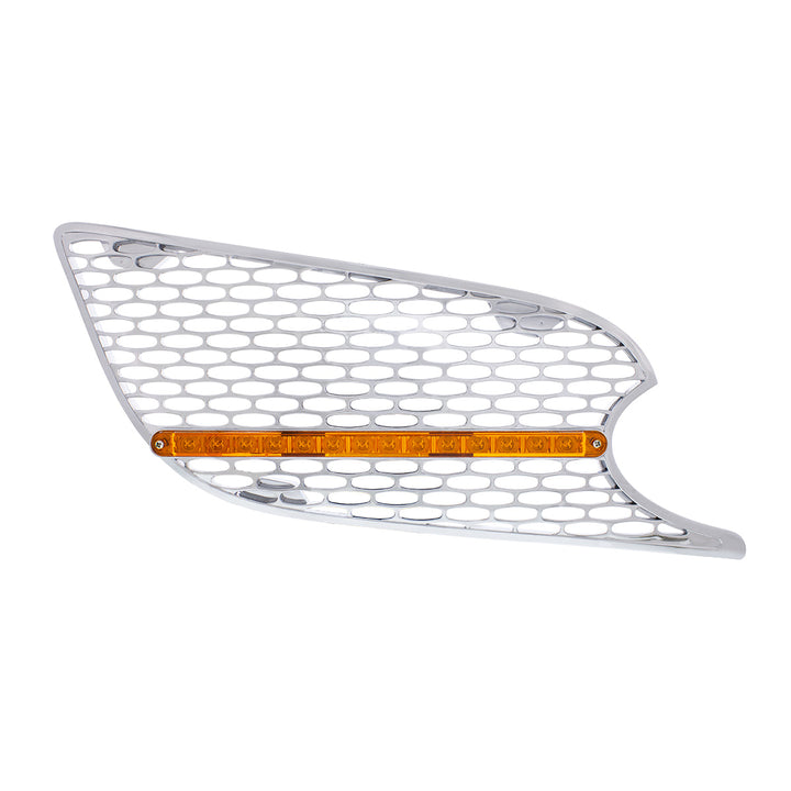 Chrome Air Intake Grille With LED Light For 2012-2021 Peterbilt 579 (Passenger) - Amber LED/Amber Lens