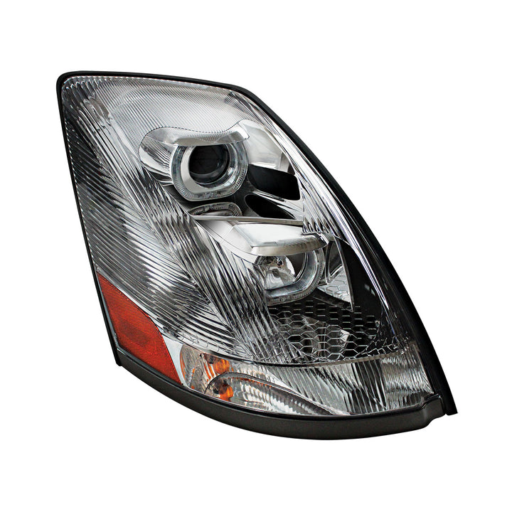 Chrome Projection Headlight With White LED Light Bar For 2003-2017 Volvo VN/VNL - Passenger