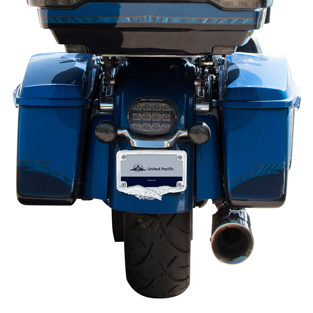 Eagle Motorcycle License Plate Frame - Chrome